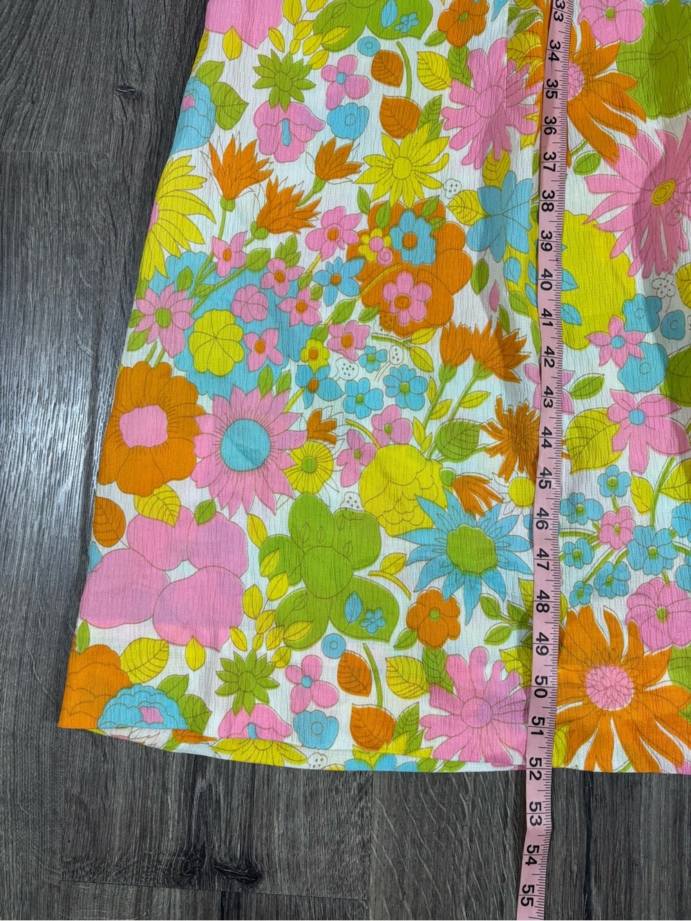 Vintage Floral Maxi Dress in Pink, Green & Orange - Picture 8 of 8